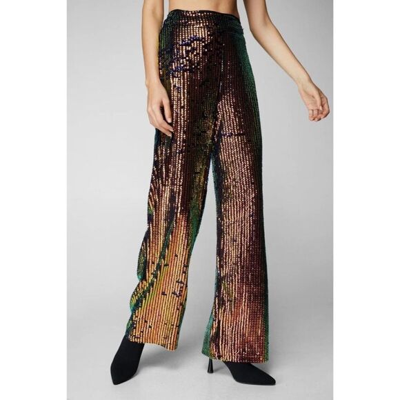 Nasty Gal Sequin Wide-Leg Pants NWT - Picture 1 of 9
